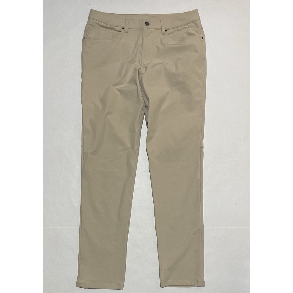 Lululemon ABC Pants Mens 32 X 33 Khaki Classic Fit Stretch Slim Comfort M5968S